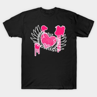 Winged Heart (Pink and White Version) T-Shirt